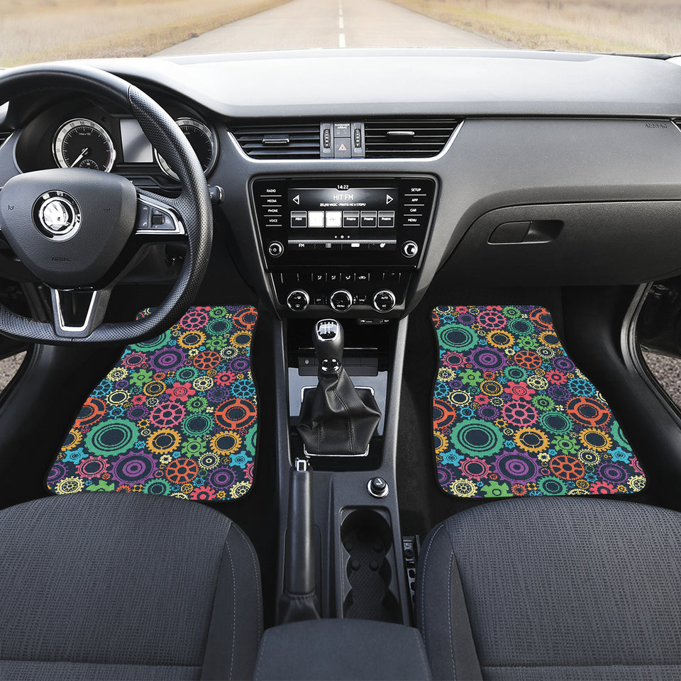 Gear Pattern Print Design 02 Front and Back Car Mats