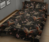 Japanese Crane Pattern Background Quilt Bed Set