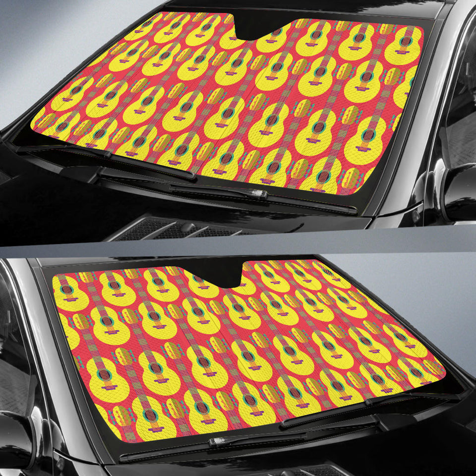 Classic Guitar Theme Pattern Car Sun Shade