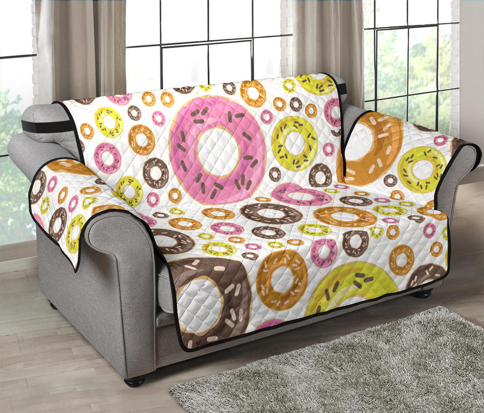 Colorful Donut Pattern Loveseat Couch Cover Protector