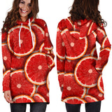 Sliced Grapefruit Pattern Background Women Hoodie Dress