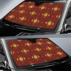 Sun Pattern Red Background Car Sun Shade