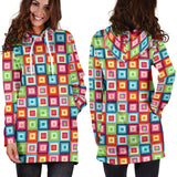 Rainbow Rectancular Pattern Women Hoodie Dress