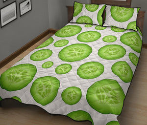 Sliced Cucumber Pattern Quilt Bed Set