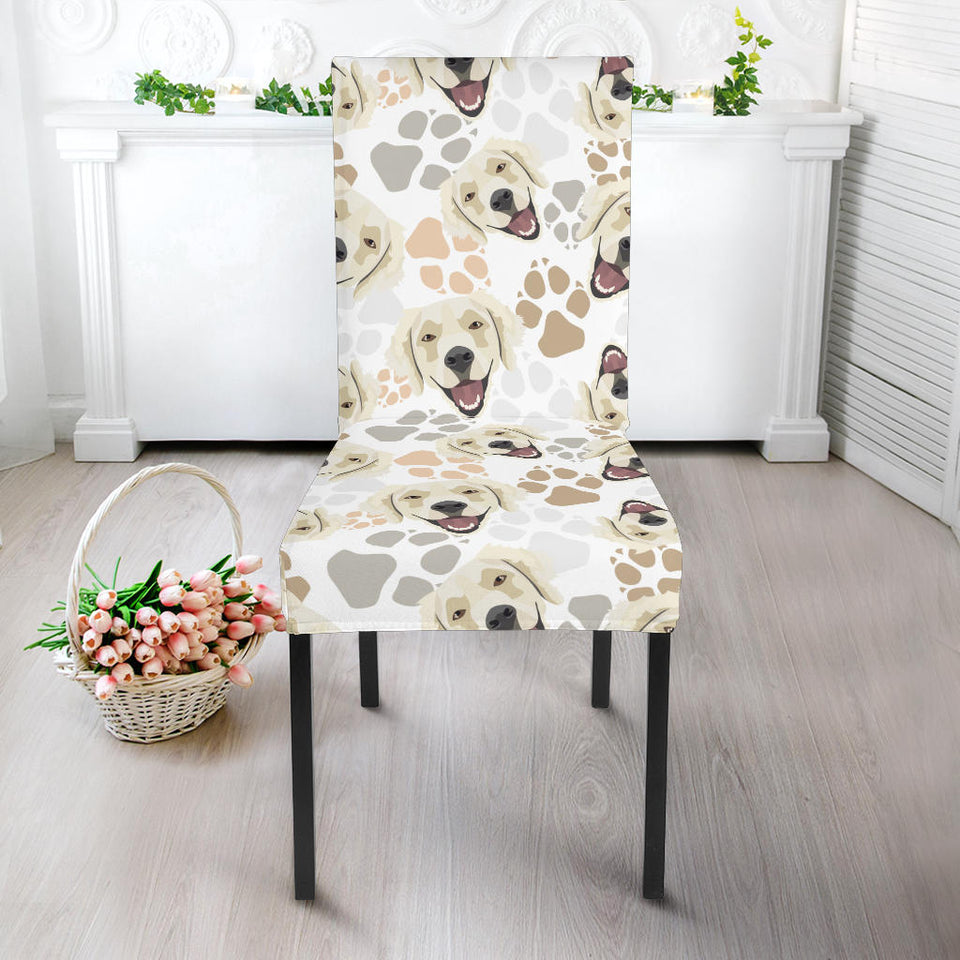 Golden Retriever Pattern Print Design 02 Dining Chair Slipcover