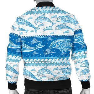 Dolphin Tribal Pattern Ethnic Motifs Men Bomber Jacket