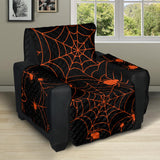 Orange Cobweb Spider Web Pattern Recliner Cover Protector