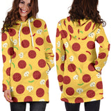 Pizza Salami Mushroom Texture Pattern Women Hoodie Dress