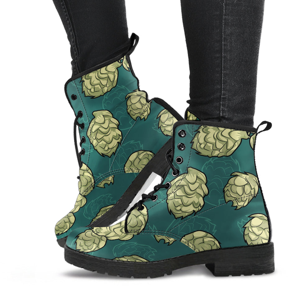 Hop Pattern Background Leather Boots