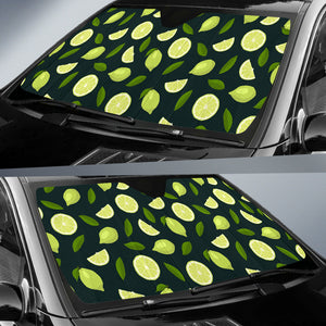 Lime Leaves Pattern Car Sun Shade