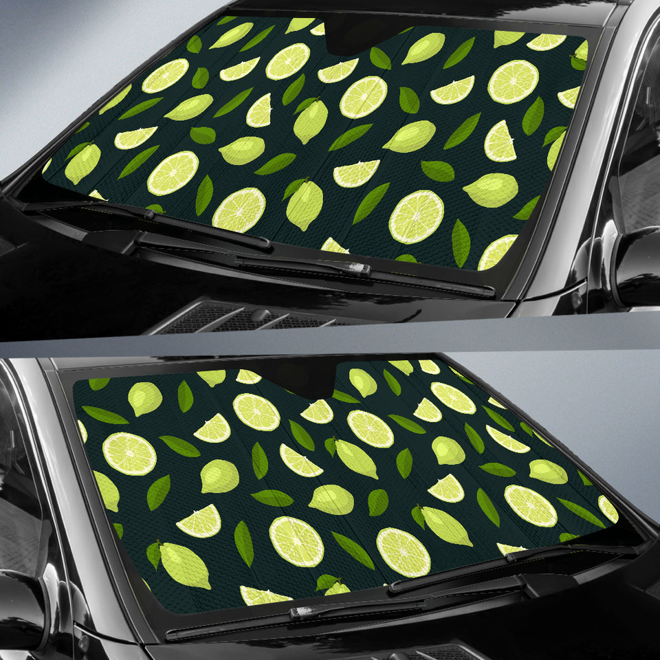Lime Leaves Pattern Car Sun Shade