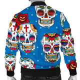 Suger Skull Rose Pattern Men Bomber Jacket