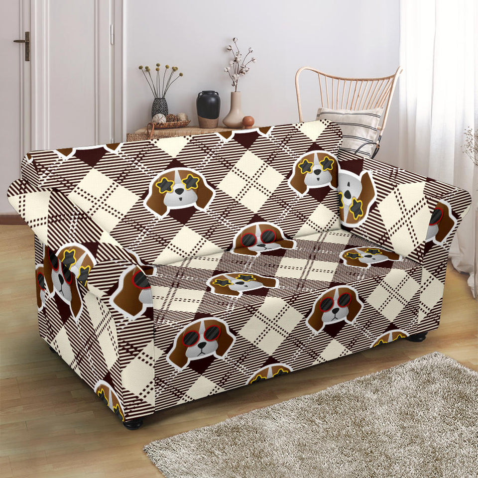 Beagle with Sunglass Pattern Loveseat Couch Slipcover