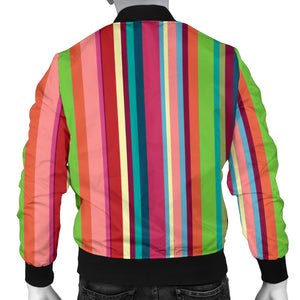 Rainbow Stripe Pattern Men Bomber Jacket