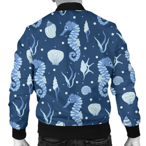 Seahorse Shell Pattern Men Bomber Jacket