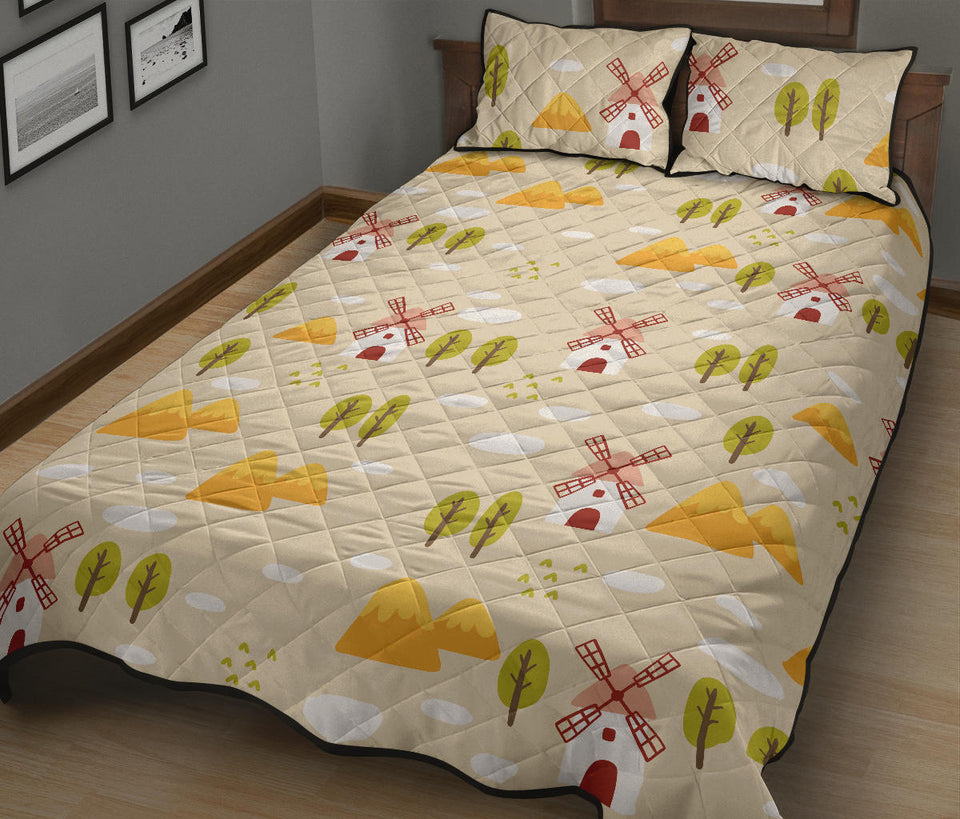 Windmill Pattern Quilt Bed Set