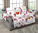 Meneki Neko Lucky Cat Sakura Flower Pattern Loveseat Couch Cover Protector