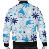 Polar Bear Pattern Blue Background Men Bomber Jacket