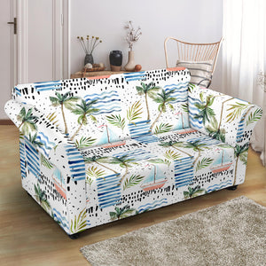 Sailboat Pattern Theme Loveseat Couch Slipcover