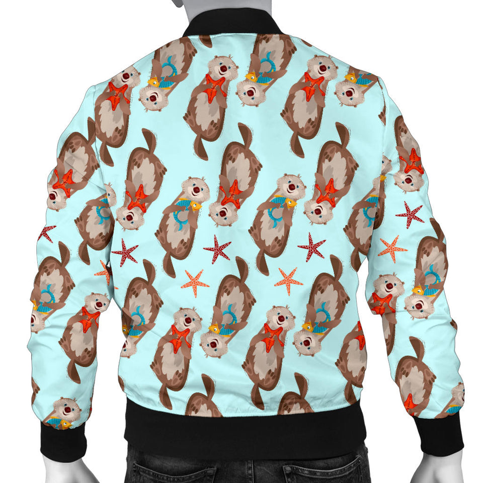 Otter Pattern Background Men Bomber Jacket