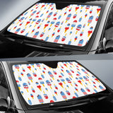 Ice Cream USA Theme Pattern Car Sun Shade