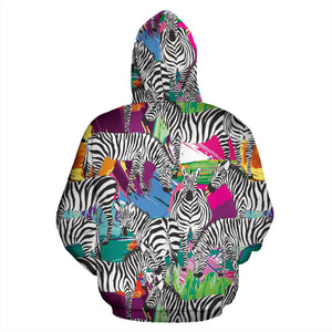 Zebra Colorful Pattern Men Women Pullover Hoodie