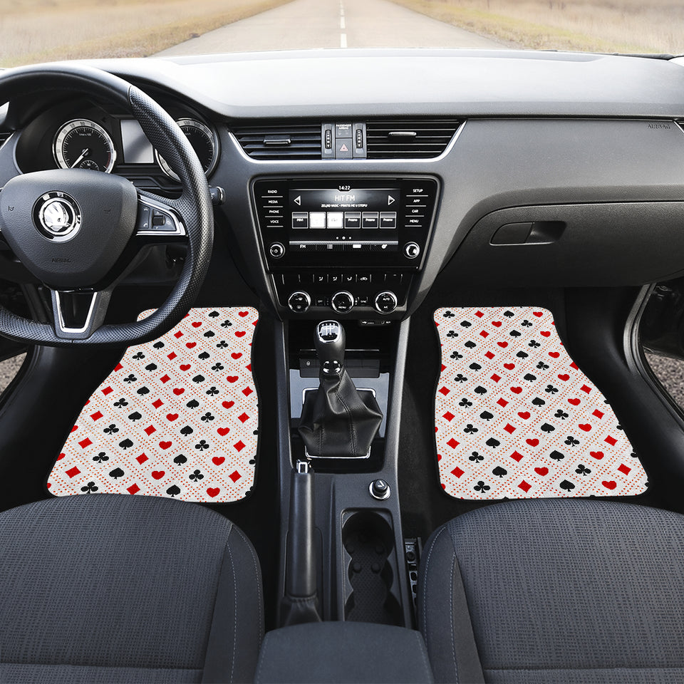 Casino Cards Suits Pattern Print Design 04 Front Car Mats