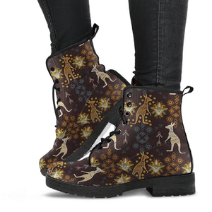 Kangaroo Aboriginal Theme Pattern  Leather Boots