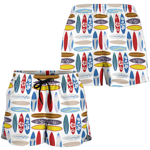 Surfboard Pattern Print Design 02 Women Shorts