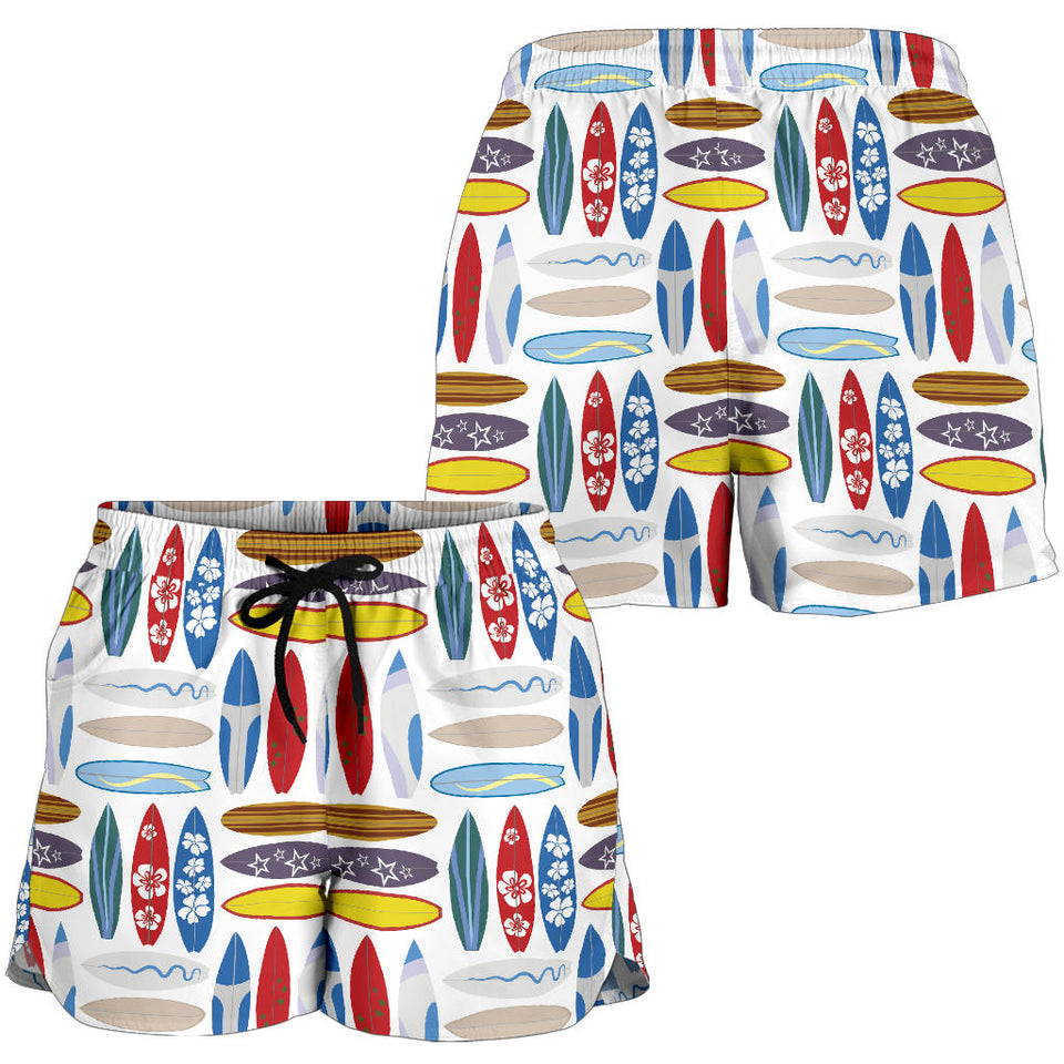 Surfboard Pattern Print Design 02 Women Shorts