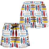 Surfboard Pattern Print Design 02 Women Shorts