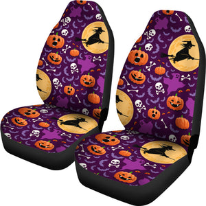 Halloween Pumpkin Witch Pattern Universal Fit Car Seat Covers