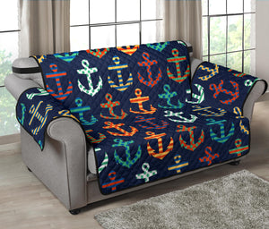 Colorful Anchor Dot Stripe Pattern Loveseat Couch Cover Protector