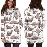 Sea Lion Pattern Background Women Hoodie Dress