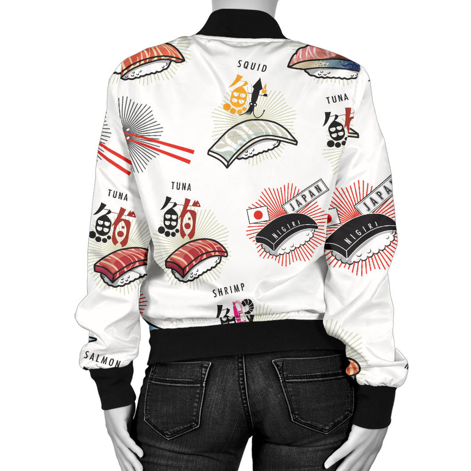 Sushi Japanese Pattern Women Bomber Jacket