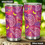 Pink Chameleon Lizard Butterfly Pattern Tumbler