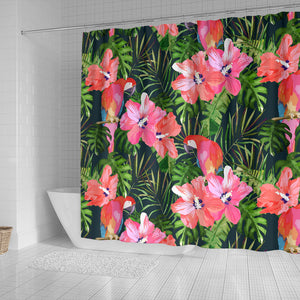 Parrot Leaves Pattern Shower Curtain Fulfilled In US