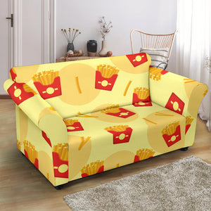 French Fries Pattern Background Loveseat Couch Slipcover