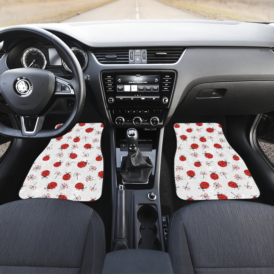 Ladybug Pattern Print Design 04 Front and Back Car Mats