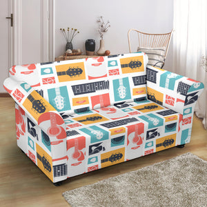 Guitar Pattern Background Loveseat Couch Slipcover