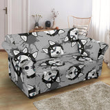 Siberian Husky Pattern Theme Loveseat Couch Slipcover