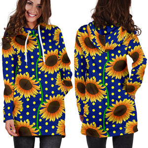 Sunflower Pokka Dot Pattern Women Hoodie Dress