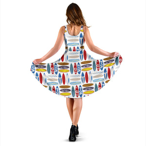 Surfboard Pattern Print Design 02 Sleeveless Midi Dress