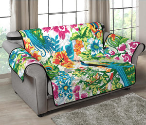 Colorful Peacock Pattern Loveseat Couch Cover Protector