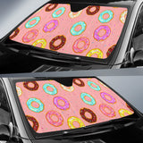 Donut Pattern Pink Background Car Sun Shade