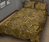 Saxophone Gold Pattern Quilt Bed Set