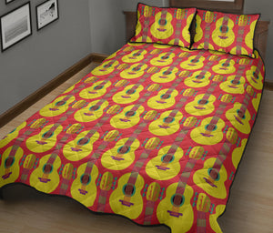 Classic Guitar Theme Pattern Quilt Bed Set