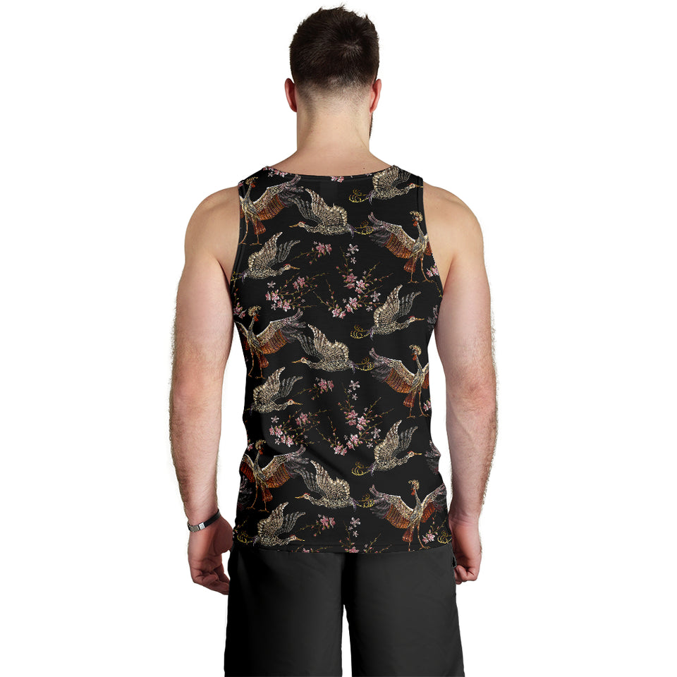 Japanese Crane Pattern Background Men Tank Top