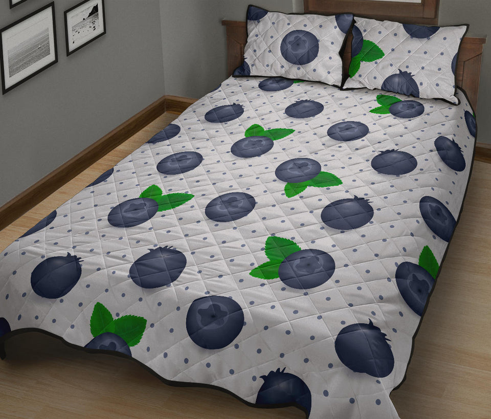 Blueberry Pokka Dot Pattern Quilt Bed Set