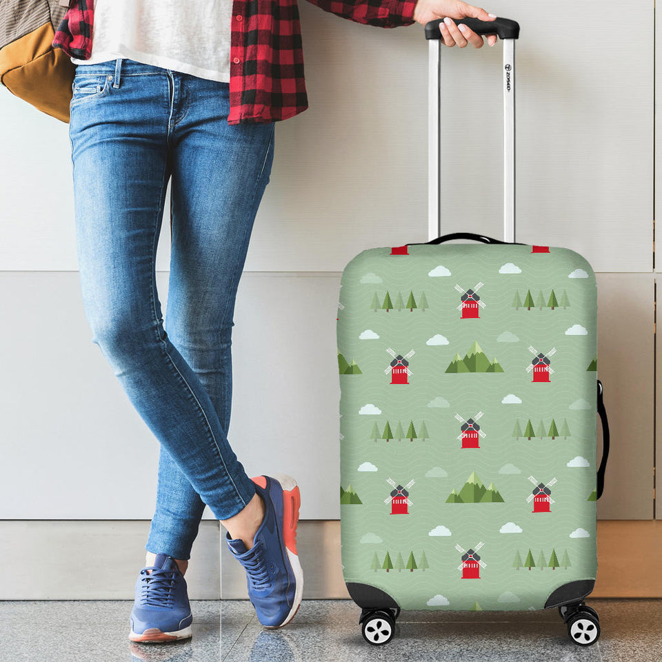 Windmill Green Pattern Luggage Covers